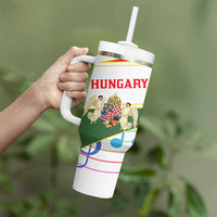 Hungary Tumbler With Handle with Folk Musician Illustration Design and Traditional Floral - Wonder Print Shop
