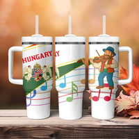 Hungary Tumbler With Handle with Folk Musician Illustration Design and Traditional Floral - Wonder Print Shop