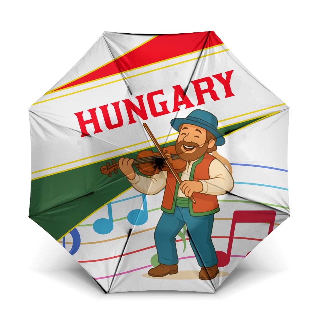 Hungary Umbrella with Folk Musician Illustration Design and Traditional Floral - Wonder Print Shop