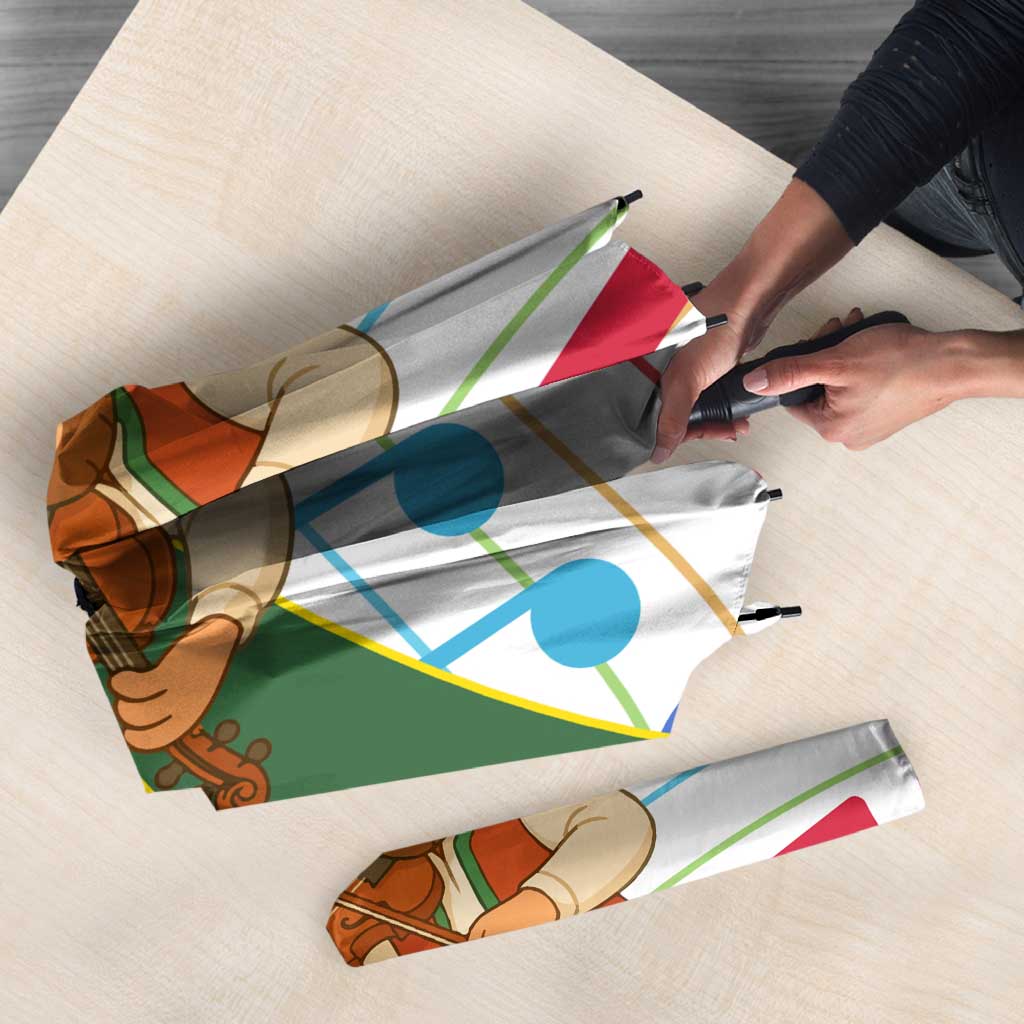 Hungary Umbrella with Folk Musician Illustration Design and Traditional Floral - Wonder Print Shop
