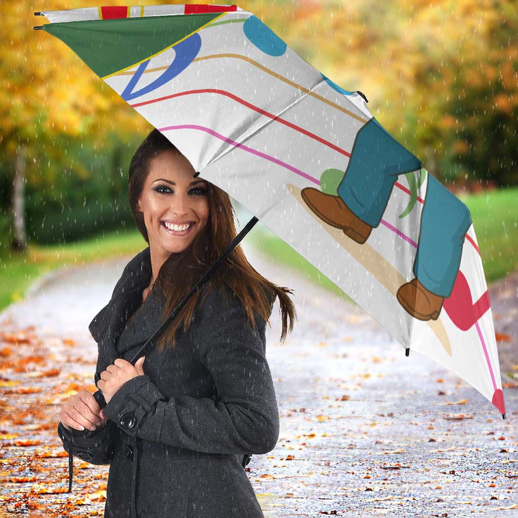 Hungary Umbrella with Folk Musician Illustration Design and Traditional Floral - Wonder Print Shop