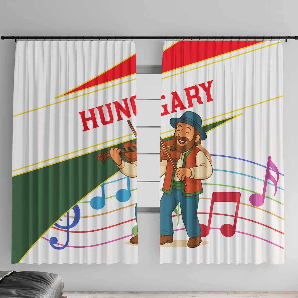 Hungary Window Curtain with Folk Musician Illustration Design and Traditional Floral - Wonder Print Shop