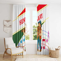 Hungary Window Curtain with Folk Musician Illustration Design and Traditional Floral - Wonder Print Shop