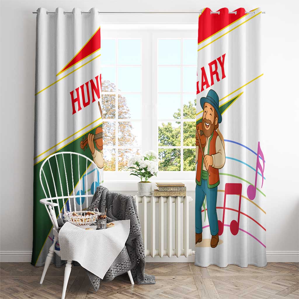 Hungary Window Curtain with Folk Musician Illustration Design and Traditional Floral - Wonder Print Shop