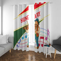 Hungary Window Curtain with Folk Musician Illustration Design and Traditional Floral - Wonder Print Shop