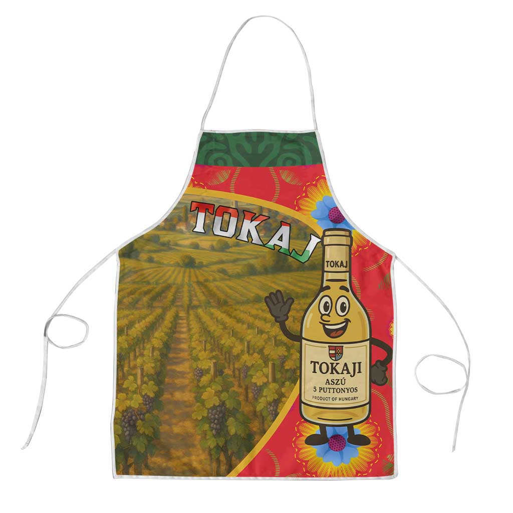 Hungary Apron with Tokaj Vineyard Illustration Design and Grape Wine - Wonder Print Shop