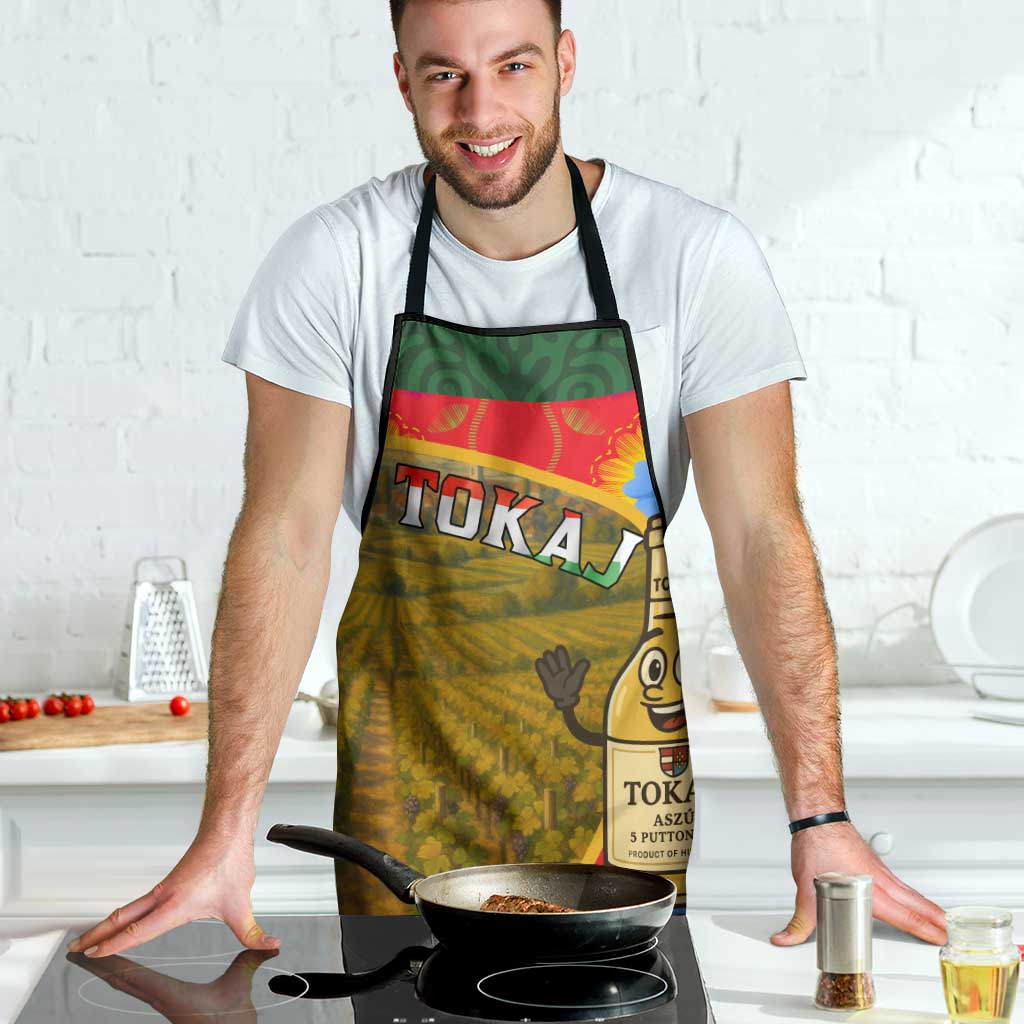Hungary Apron with Tokaj Vineyard Illustration Design and Grape Wine - Wonder Print Shop
