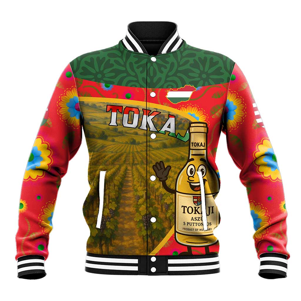 Hungary Baseball Jacket with Tokaj Vineyard Illustration Design and Grape Wine - Wonder Print Shop