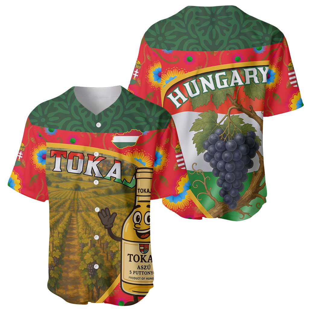 Hungary Baseball Jersey with Tokaj Vineyard Illustration Design and Grape Wine - Wonder Print Shop