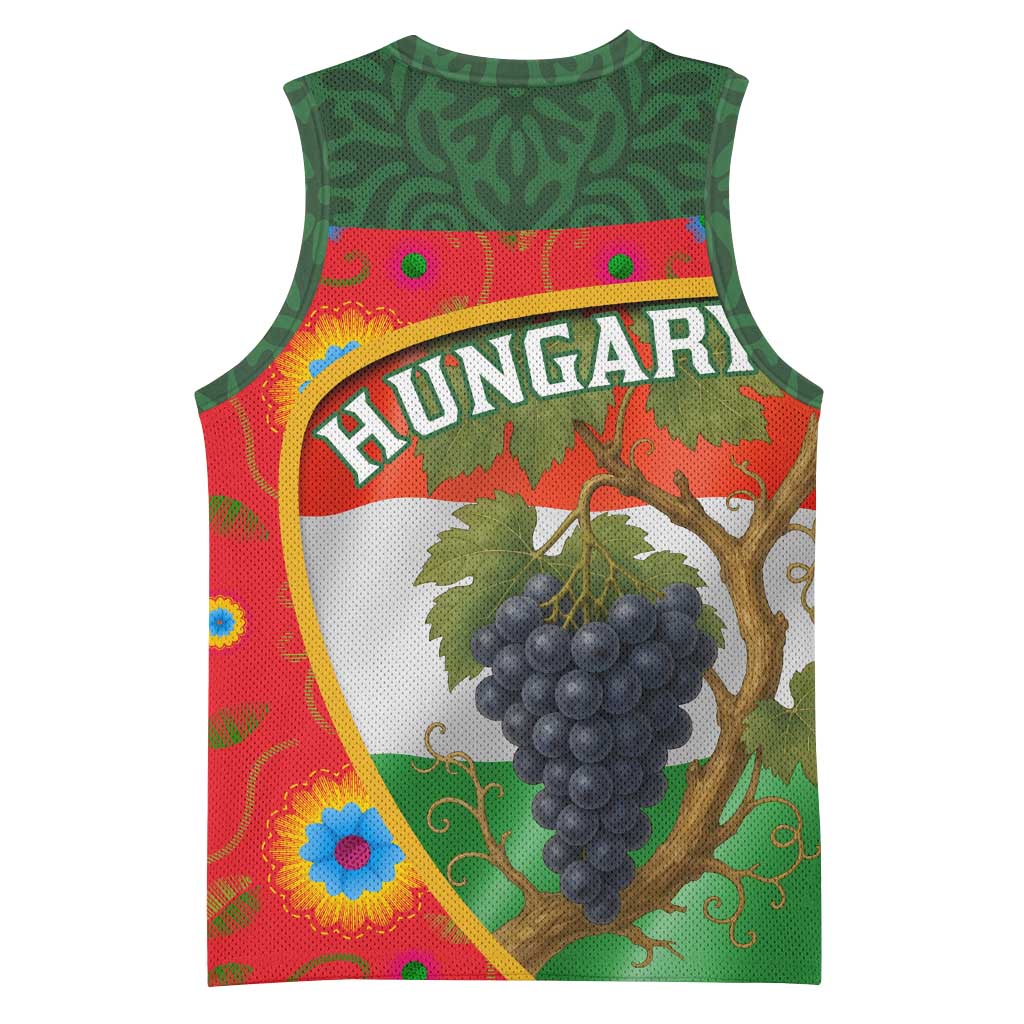 Hungary Basketball Jersey with Tokaj Vineyard Illustration Design and Grape Wine - Wonder Print Shop