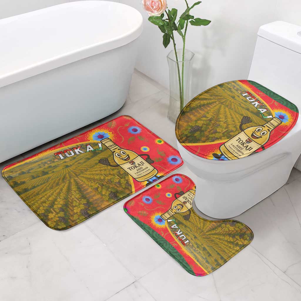 Hungary Bathroom Set with Tokaj Vineyard Illustration Design and Grape Wine - Wonder Print Shop