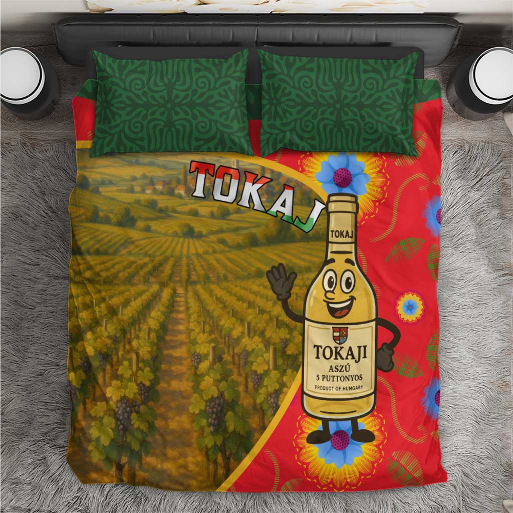 Hungary Bedding Set with Tokaj Vineyard Illustration Design and Grape Wine - Wonder Print Shop