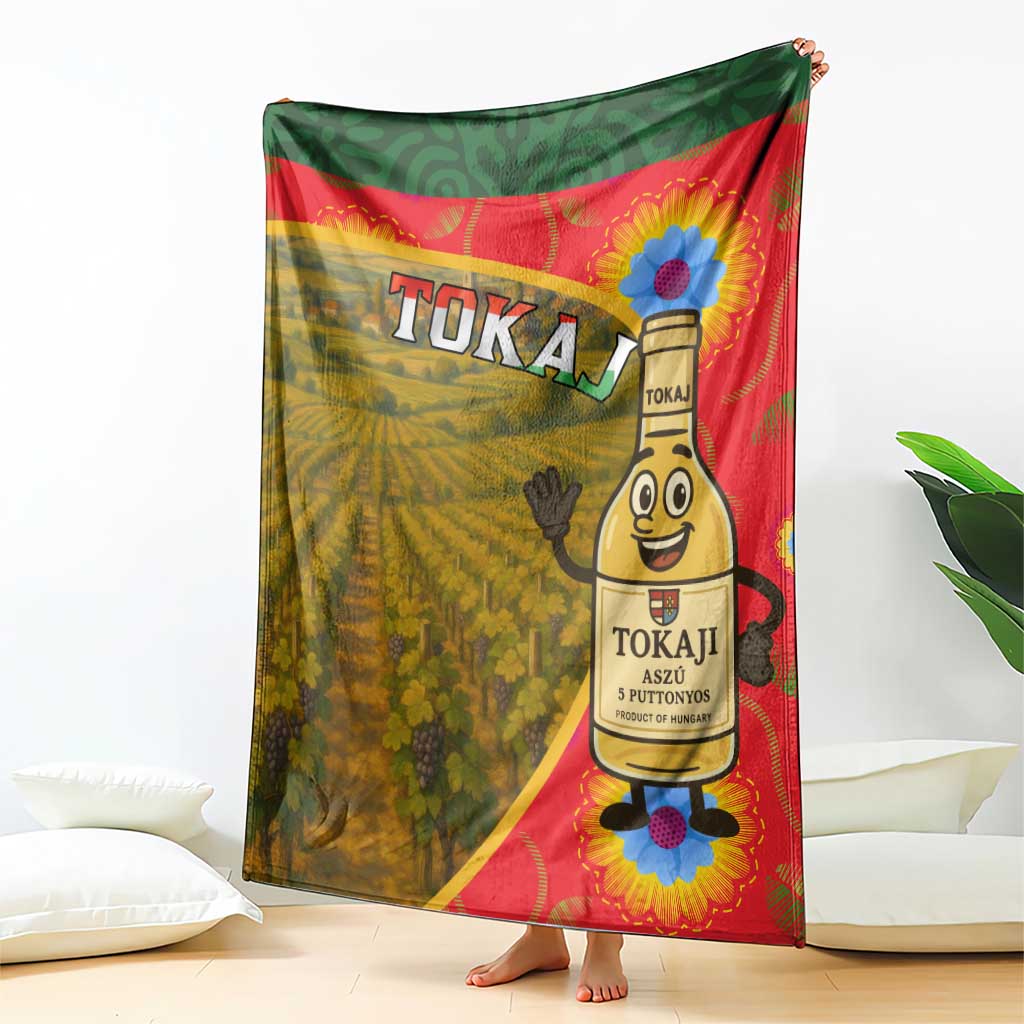 Hungary Blanket with Tokaj Vineyard Illustration Design and Grape Wine - Wonder Print Shop