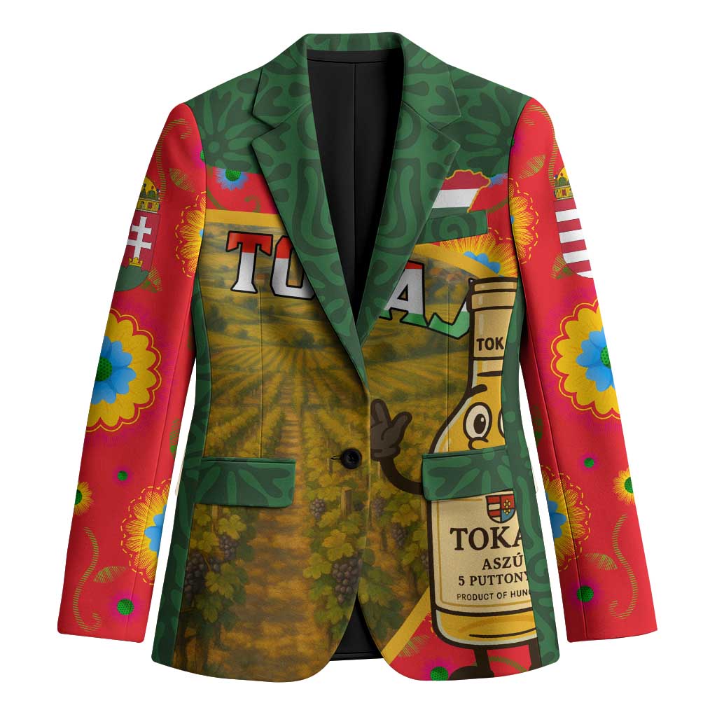 Hungary Blazer with Tokaj Vineyard Illustration Design and Grape Wine - Wonder Print Shop