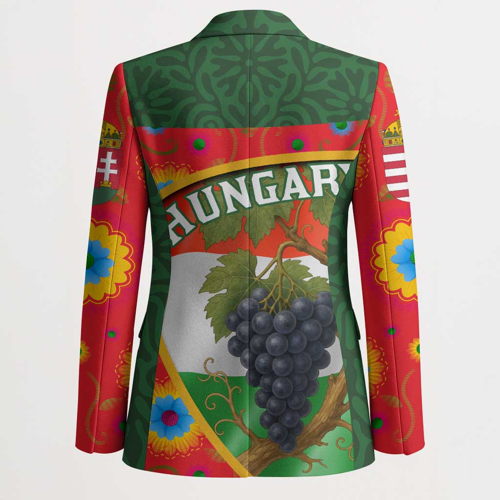 Hungary Blazer with Tokaj Vineyard Illustration Design and Grape Wine - Wonder Print Shop