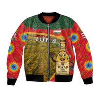 Hungary Bomber Jacket with Tokaj Vineyard Illustration Design and Grape Wine - Wonder Print Shop