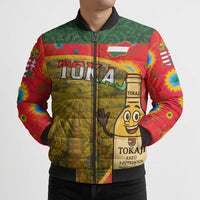 Hungary Bomber Puffer Jacket with Tokaj Vineyard Illustration Design and Grape Wine - Wonder Print Shop