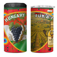 Hungary 4 in 1 Can Cooler Tumbler with Tokaj Vineyard Illustration Design and Grape Wine - Wonder Print Shop