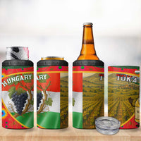 Hungary 4 in 1 Can Cooler Tumbler with Tokaj Vineyard Illustration Design and Grape Wine - Wonder Print Shop