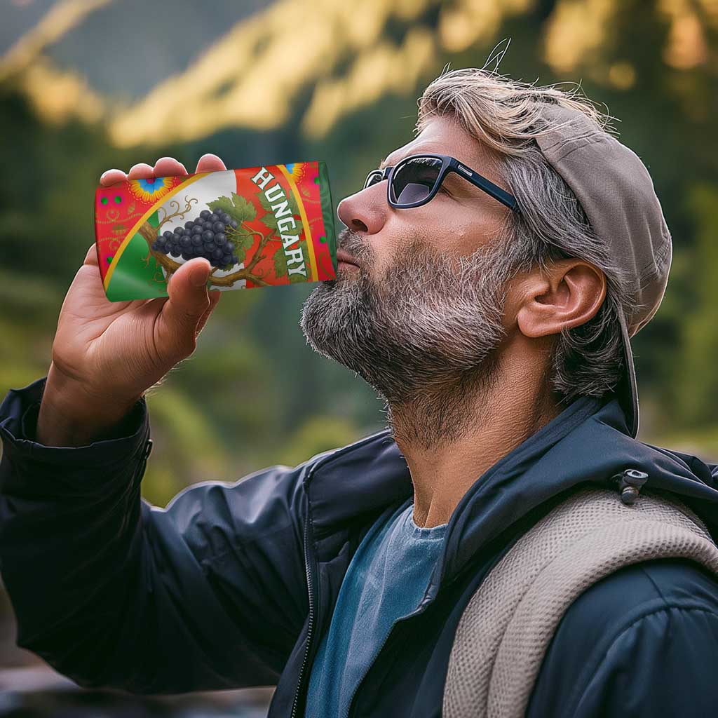 Hungary 4 in 1 Can Cooler Tumbler with Tokaj Vineyard Illustration Design and Grape Wine - Wonder Print Shop