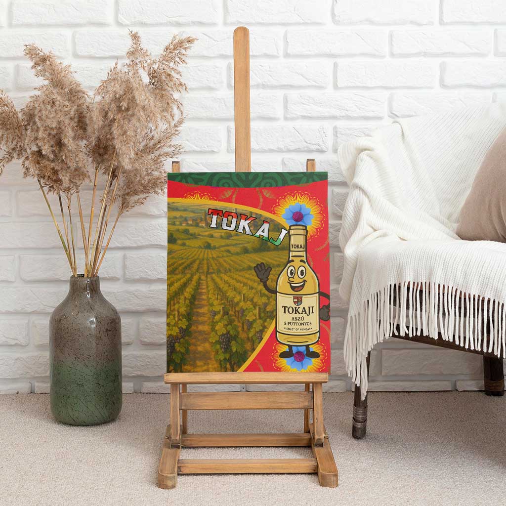 Hungary Canvas Wall Art with Tokaj Vineyard Illustration Design and Grape Wine - Wonder Print Shop
