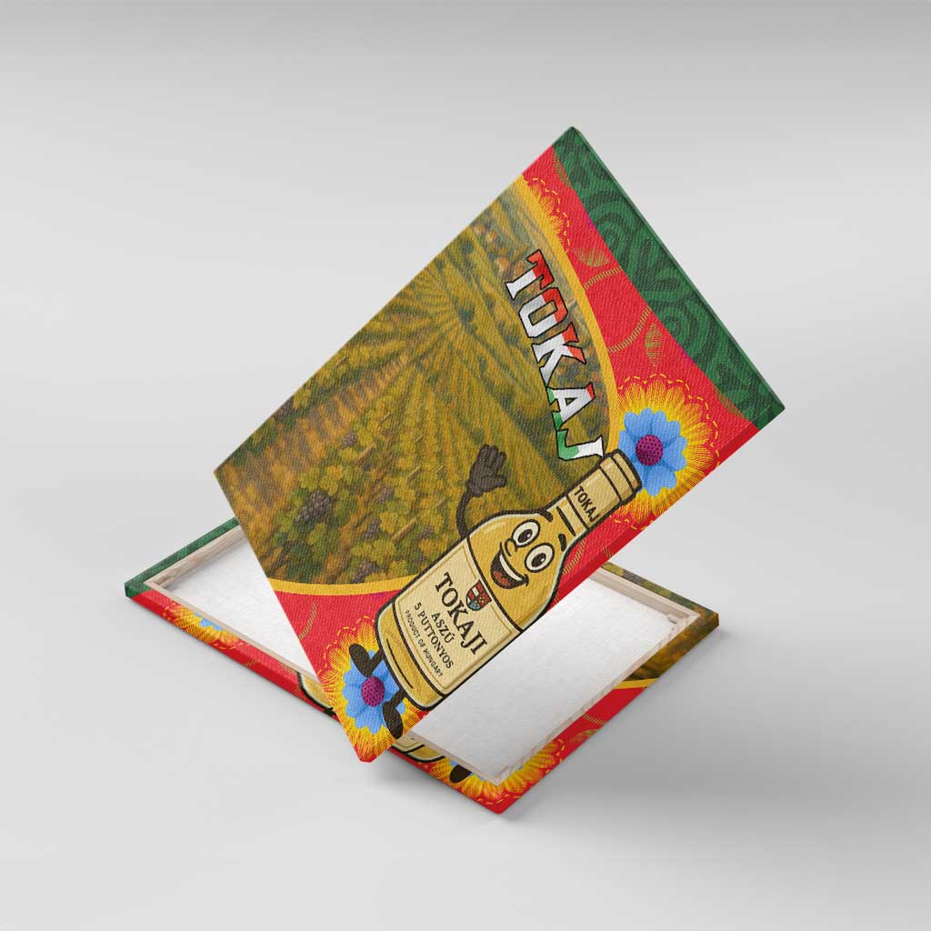 Hungary Canvas Wall Art with Tokaj Vineyard Illustration Design and Grape Wine - Wonder Print Shop