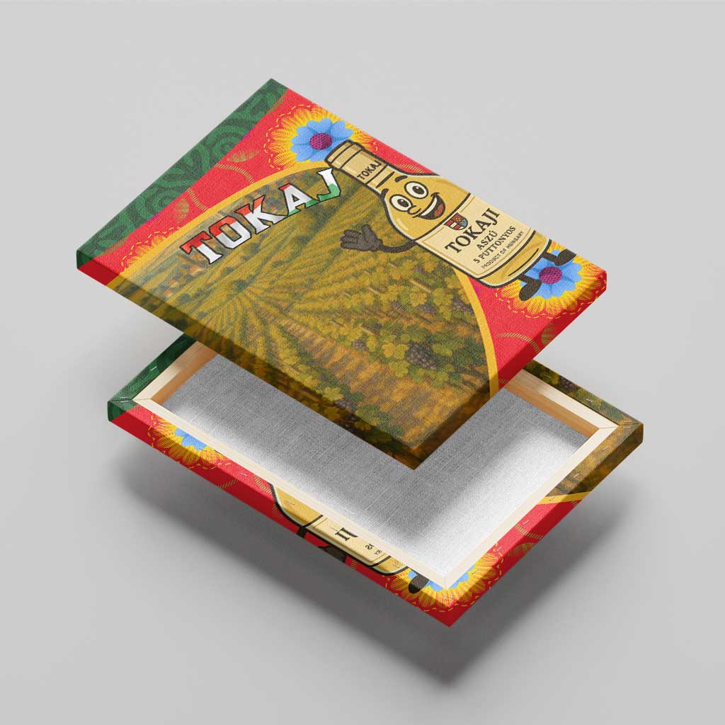 Hungary Canvas Wall Art with Tokaj Vineyard Illustration Design and Grape Wine - Wonder Print Shop