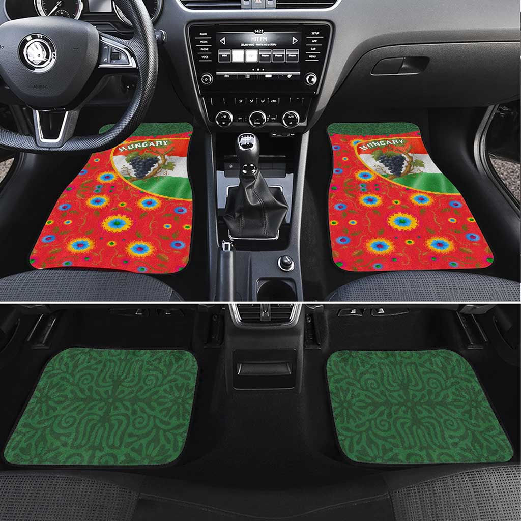 Hungary Car Mats with Tokaj Vineyard Illustration Design and Grape Wine - Wonder Print Shop