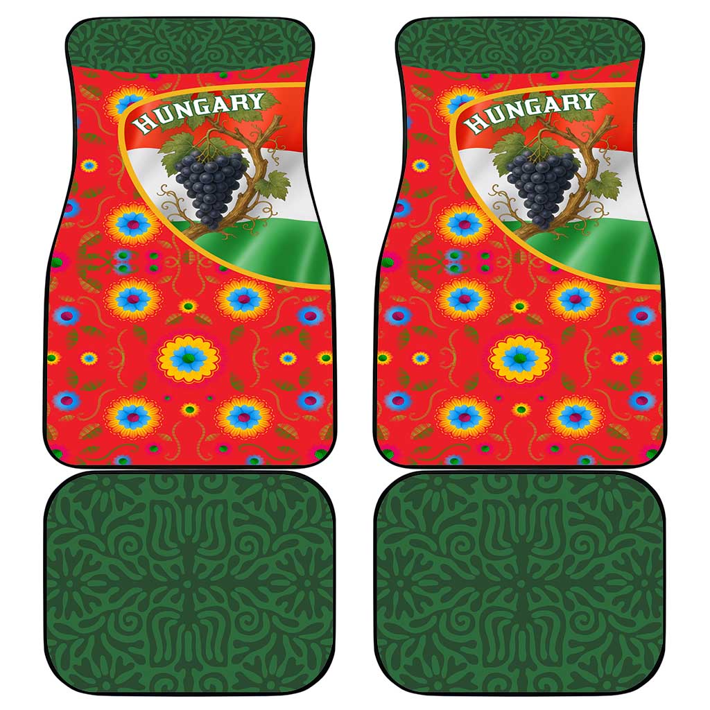 Hungary Car Mats with Tokaj Vineyard Illustration Design and Grape Wine - Wonder Print Shop