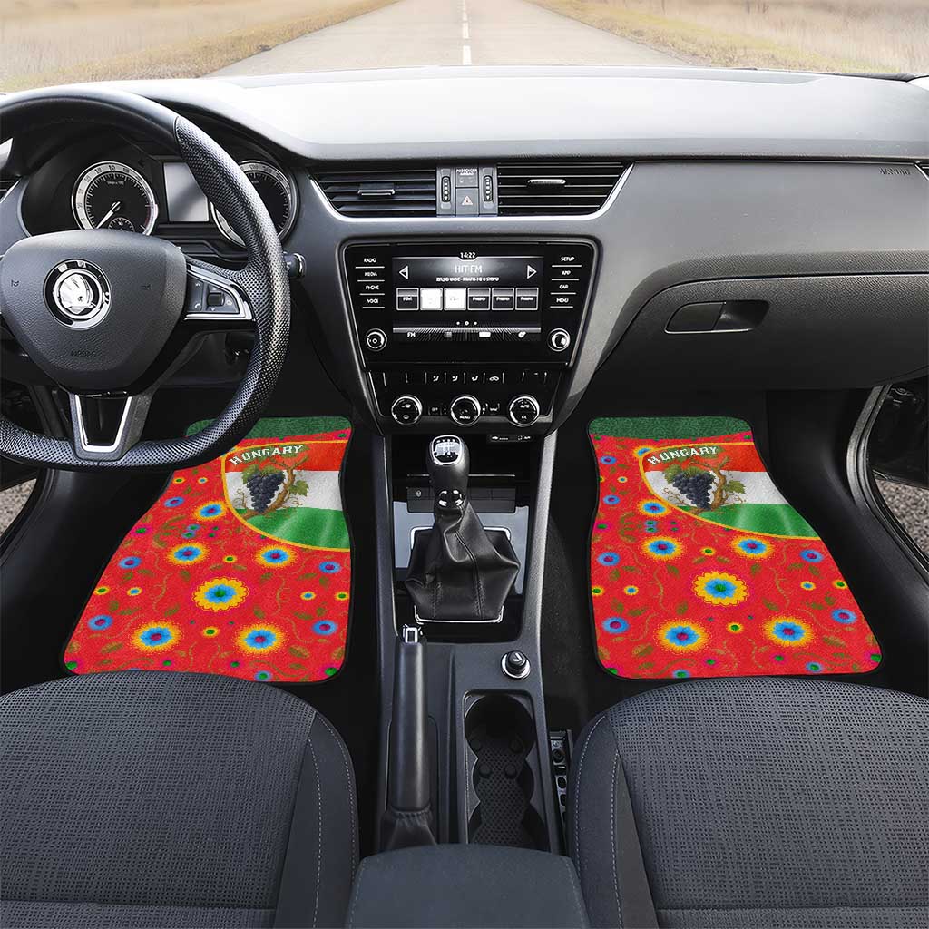 Hungary Car Mats with Tokaj Vineyard Illustration Design and Grape Wine - Wonder Print Shop