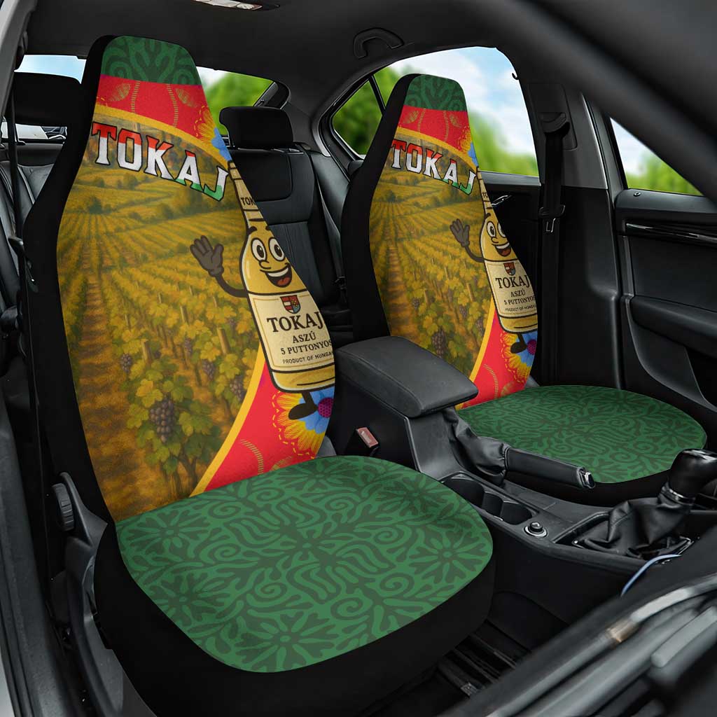 Hungary Car Seat Cover with Tokaj Vineyard Illustration Design and Grape Wine - Wonder Print Shop