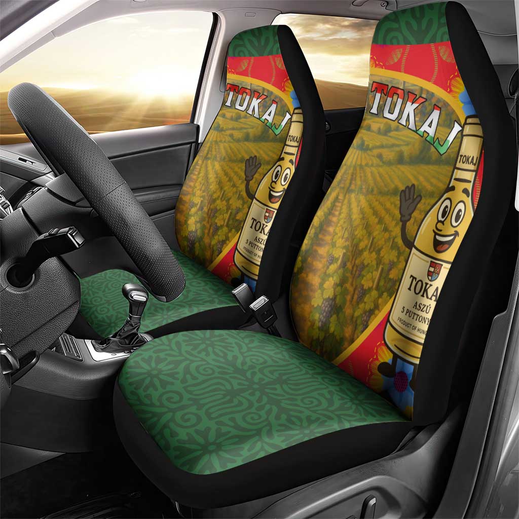 Hungary Car Seat Cover with Tokaj Vineyard Illustration Design and Grape Wine - Wonder Print Shop