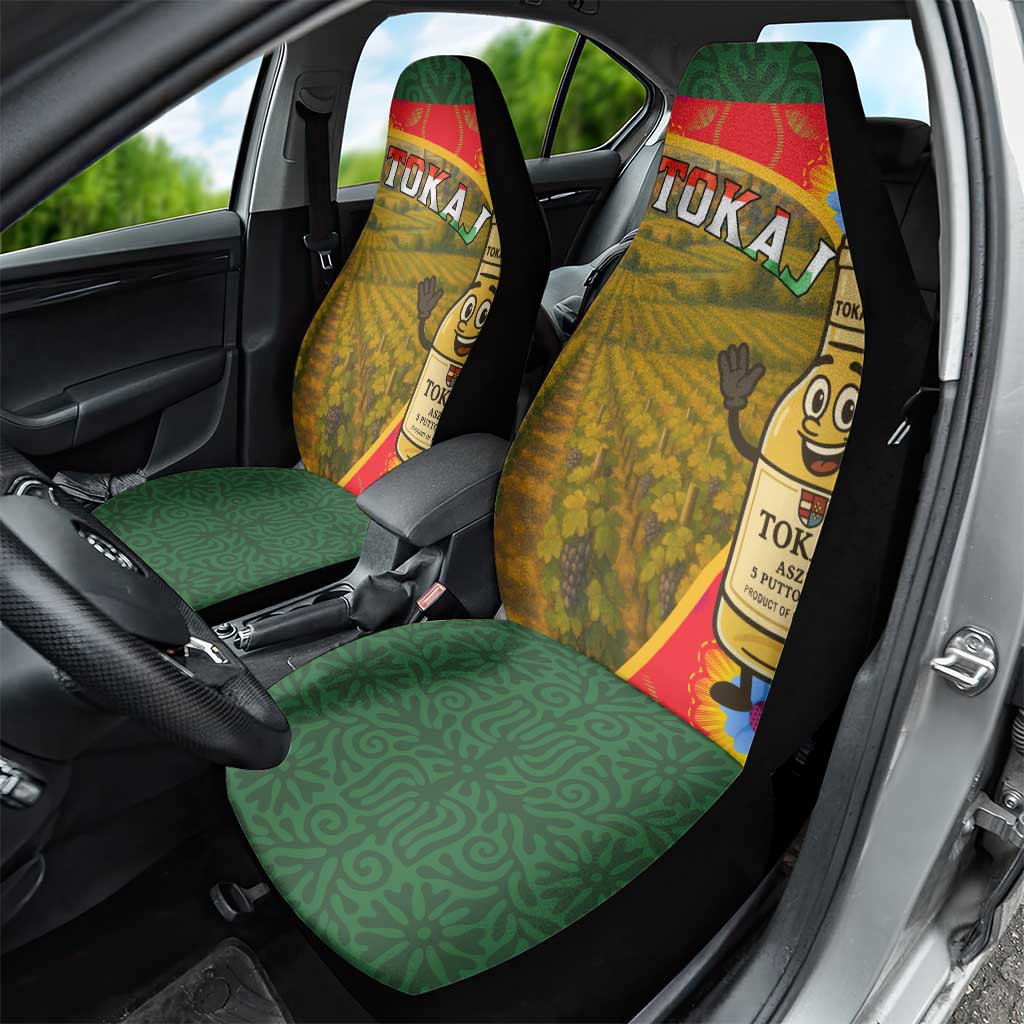 Hungary Car Seat Cover with Tokaj Vineyard Illustration Design and Grape Wine - Wonder Print Shop
