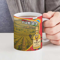 Hungary Ceramic Mug with Tokaj Vineyard Illustration Design and Grape Wine - Wonder Print Shop