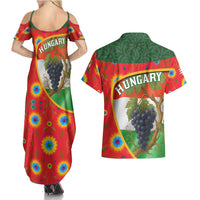 Hungary Couples Matching Summer Maxi Dress and Hawaiian Shirt with Tokaj Vineyard Illustration Design and Grape Wine - Wonder Print Shop