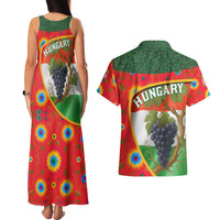 Hungary Couples Matching Tank Maxi Dress and Hawaiian Shirt with Tokaj Vineyard Illustration Design and Grape Wine - Wonder Print Shop