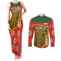 Hungary Couples Matching Tank Maxi Dress and Long Sleeve Button Shirt with Tokaj Vineyard Illustration Design and Grape Wine - Wonder Print Shop
