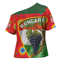 Hungary Cross Shoulder Shirt with Tokaj Vineyard Illustration Design and Grape Wine - Wonder Print Shop
