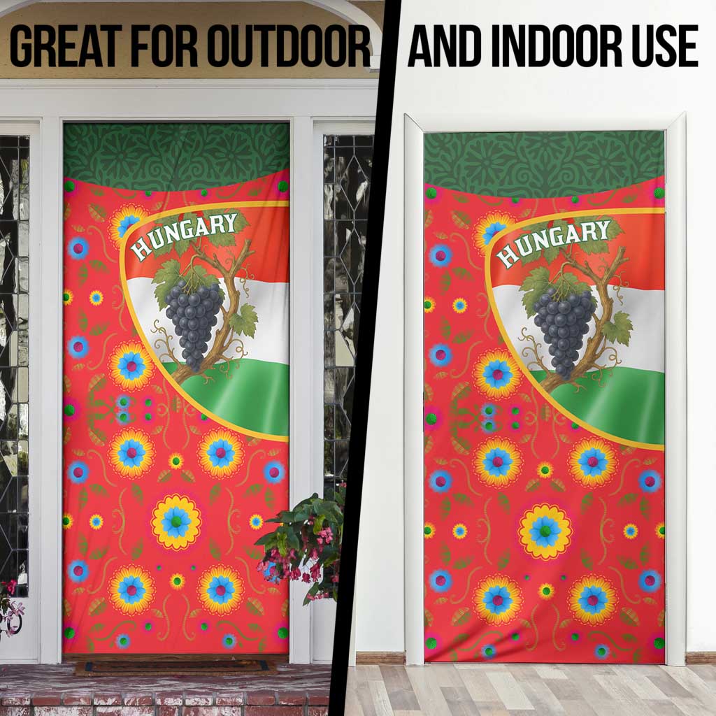Hungary Door Cover with Tokaj Vineyard Illustration Design and Grape Wine - Wonder Print Shop