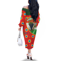 Hungary Family Matching Off The Shoulder Long Sleeve Dress and Hawaiian Shirt with Tokaj Vineyard Illustration Design and Grape Wine - Wonder Print Shop