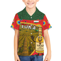 Hungary Family Matching Off The Shoulder Long Sleeve Dress and Hawaiian Shirt with Tokaj Vineyard Illustration Design and Grape Wine - Wonder Print Shop