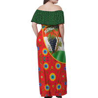 Hungary Family Matching Off Shoulder Maxi Dress and Hawaiian Shirt with Tokaj Vineyard Illustration Design and Grape Wine - Wonder Print Shop