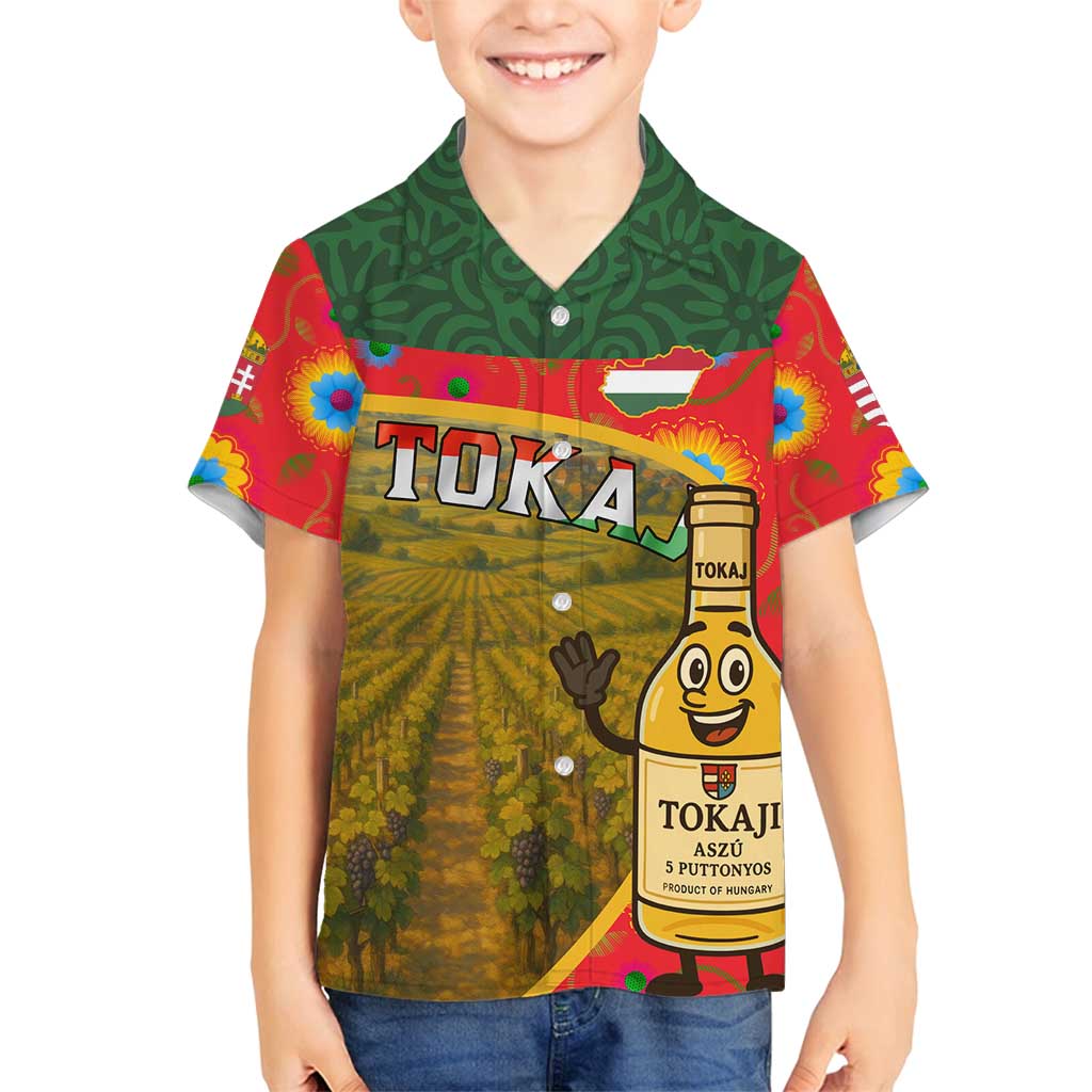 Hungary Family Matching Off Shoulder Short Dress and Hawaiian Shirt with Tokaj Vineyard Illustration Design and Grape Wine - Wonder Print Shop