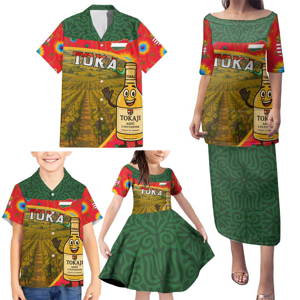 Hungary Family Matching Puletasi and Hawaiian Shirt with Tokaj Vineyard Illustration Design and Grape Wine - Wonder Print Shop
