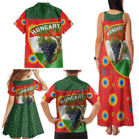 Hungary Family Matching Tank Maxi Dress and Hawaiian Shirt with Tokaj Vineyard Illustration Design and Grape Wine - Wonder Print Shop