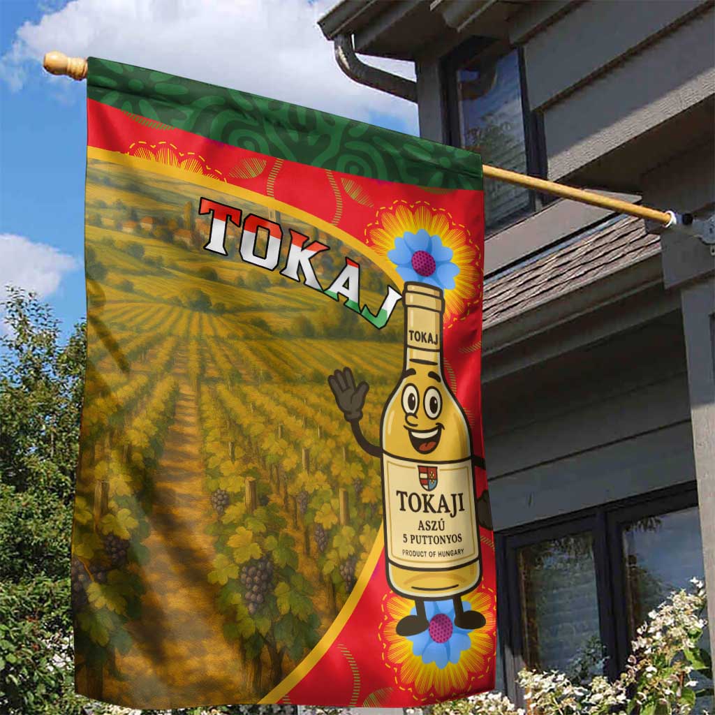 Hungary Garden Flag with Tokaj Vineyard Illustration Design and Grape Wine - Wonder Print Shop