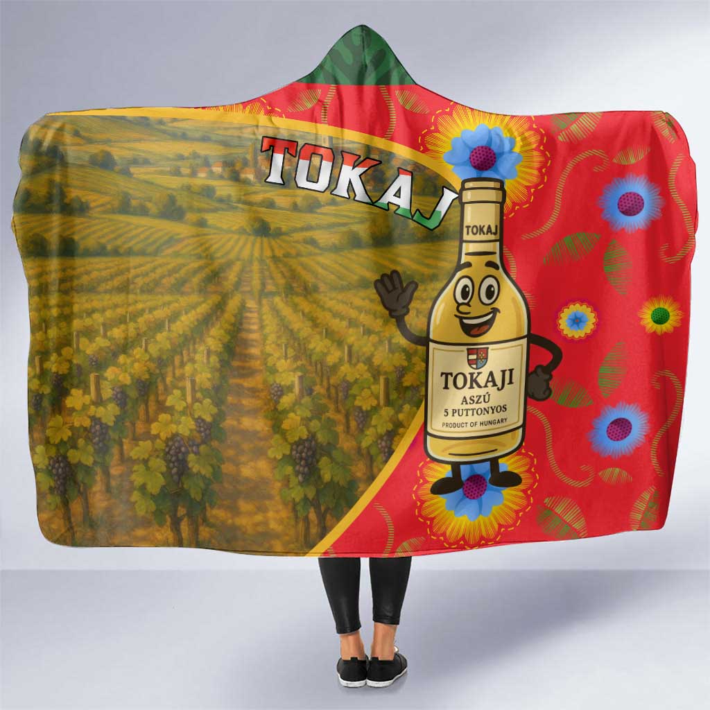 Hungary Hooded Blanket with Tokaj Vineyard Illustration Design and Grape Wine - Wonder Print Shop
