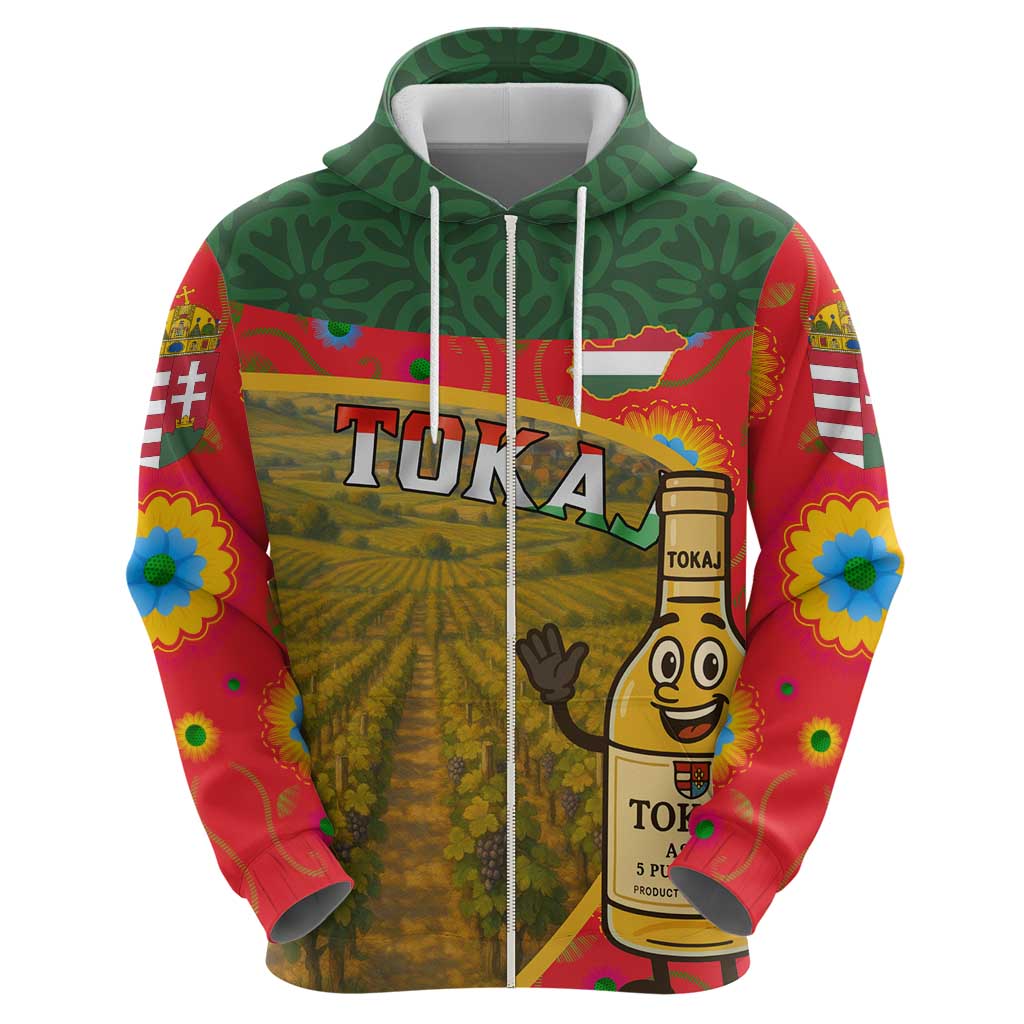 Hungary Hoodie with Tokaj Vineyard Illustration Design and Grape Wine - Wonder Print Shop
