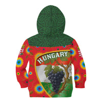 Hungary Kid Hoodie with Tokaj Vineyard Illustration Design and Grape Wine - Wonder Print Shop