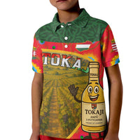Hungary Kid Polo Shirt with Tokaj Vineyard Illustration Design and Grape Wine - Wonder Print Shop